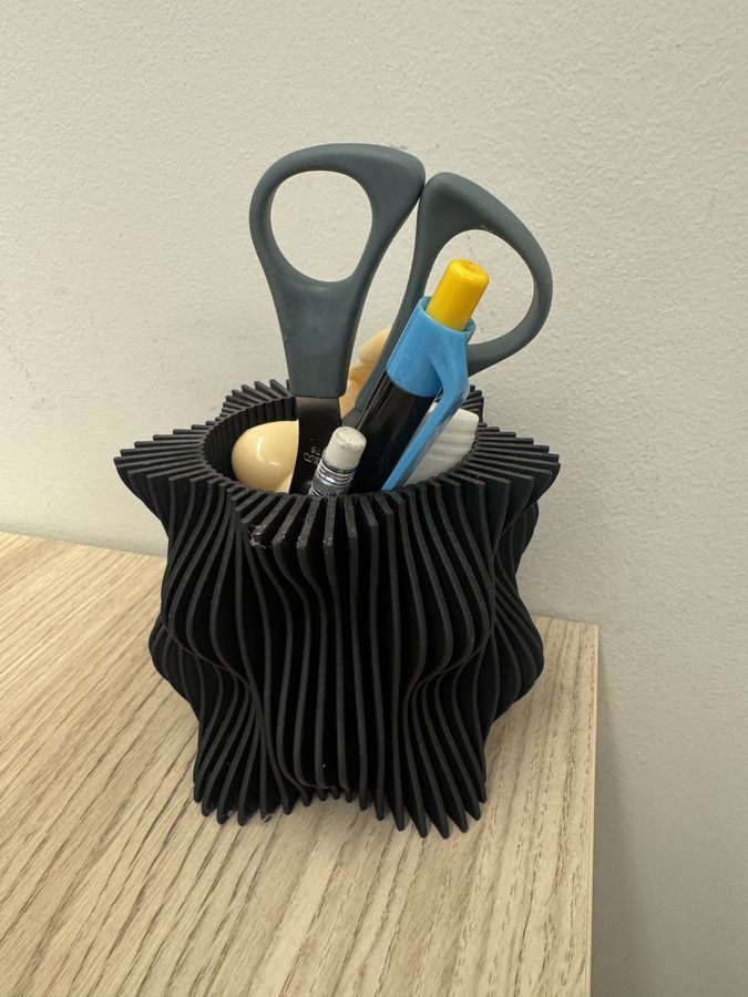 Portaplumas negro de formas orgánicas